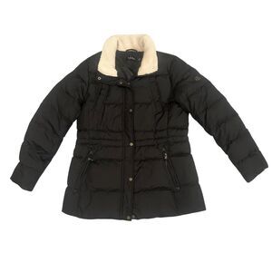 Lauren Ralph Lauren Down Jacket Womens Medium Black Puffer Quilted Sherpa Collar
